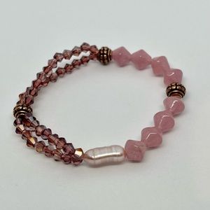 Hand crafted purple and pink diamond cut bracelet